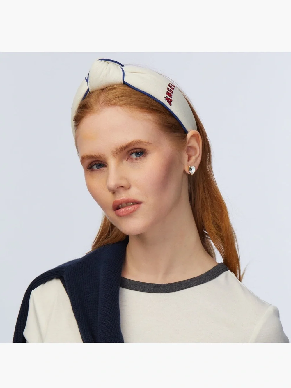 Lele Sadoughi MLB Los Angeles  Angels Cream and Blue Piped Fangirl Headband::NWT